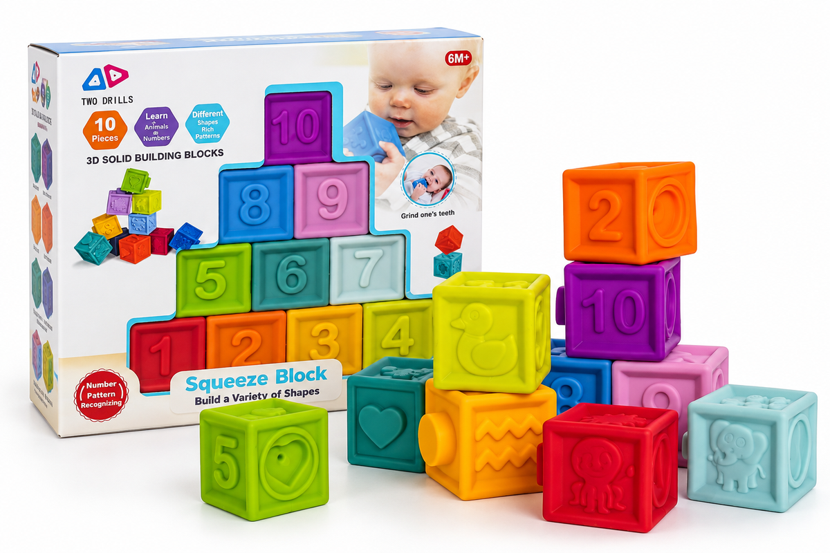 SQUEEZE BLOCK minkštų sensorinių kaladėlių rinkinys