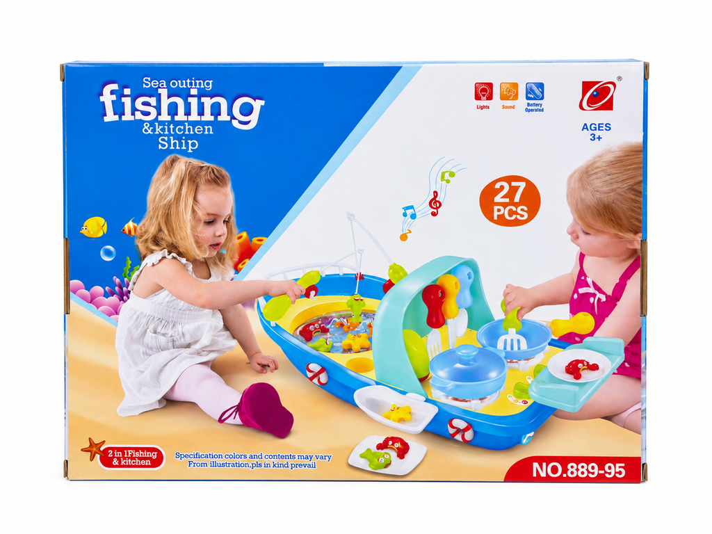 „Fishing & Kitchen Ship“ 27 dalių žvejybos ir virtuvės žaislas