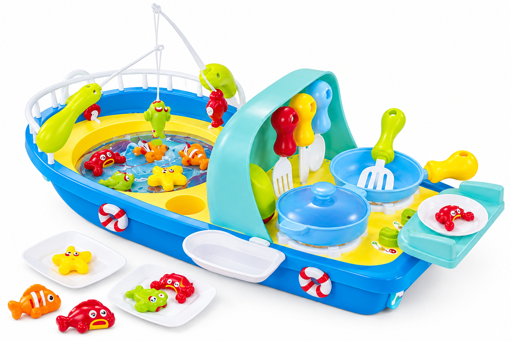 „Fishing & Kitchen Ship“ 27 dalių žvejybos ir virtuvės žaislas