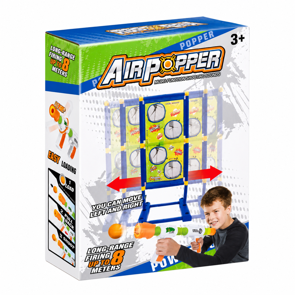 AIR POPPER žaislinis šautuvas ir taikinys