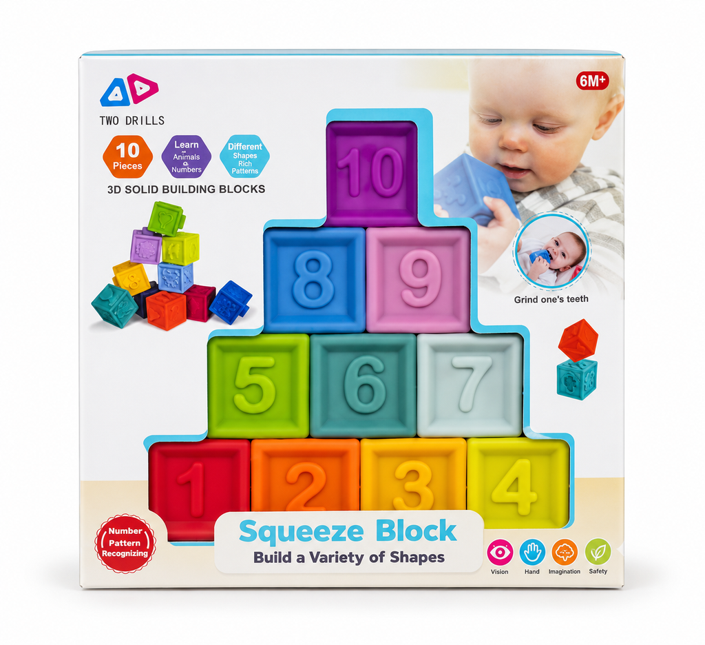 SQUEEZE BLOCK minkštų sensorinių kaladėlių rinkinys